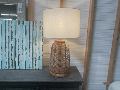 Rattan & Wood Coastal Lamp
