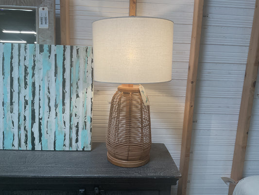 Rattan & Wood Coastal Lamp