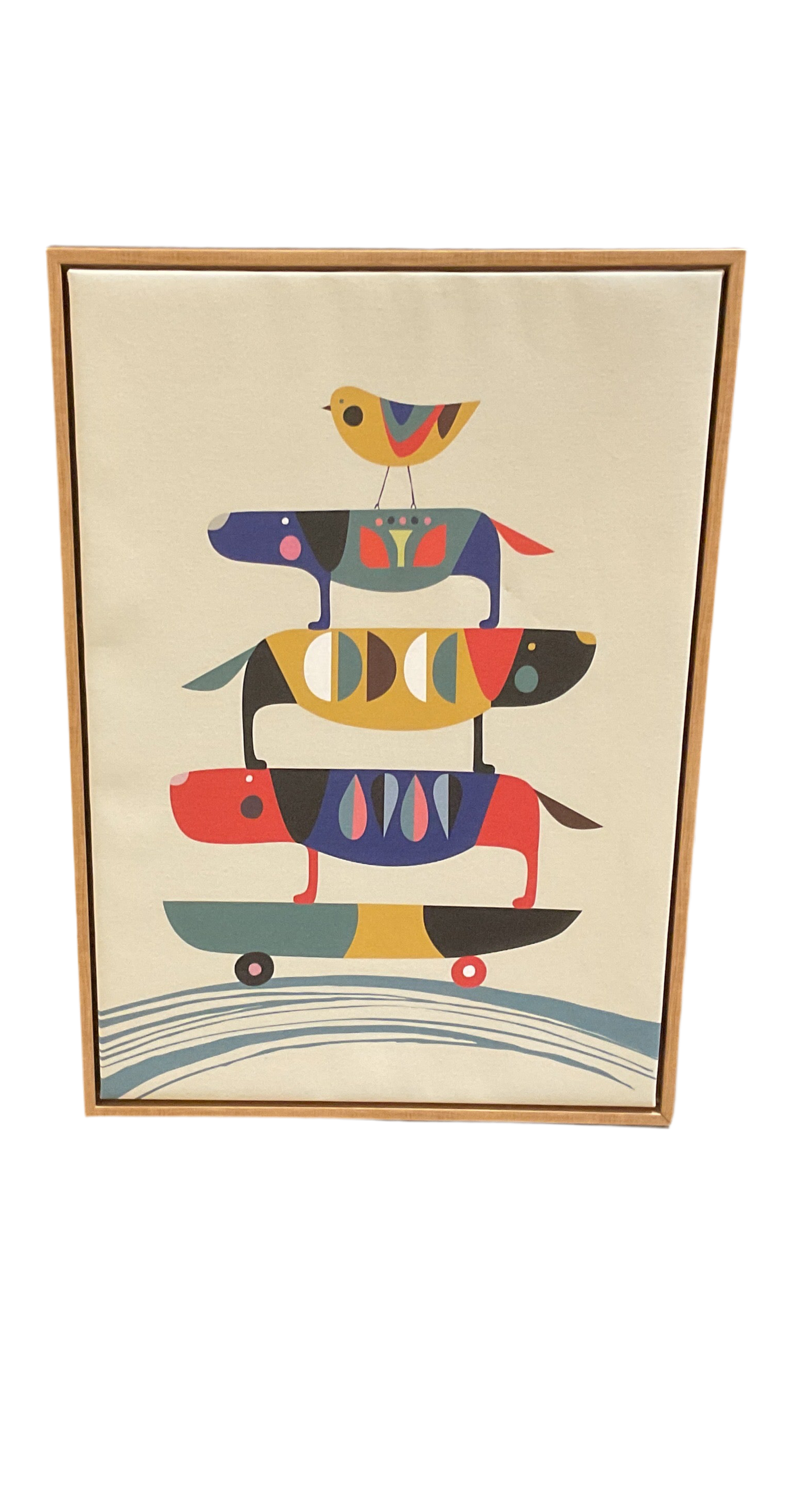 “Sylvia Skate Dog” Framed Canvas Wall Art