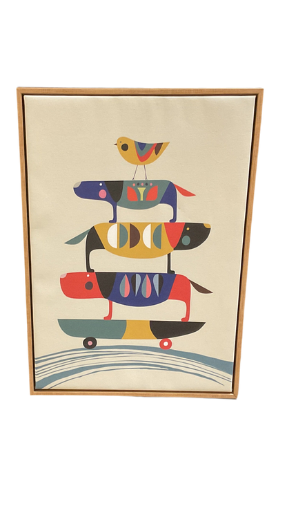 “Sylvia Skate Dog” Framed Canvas Wall Art