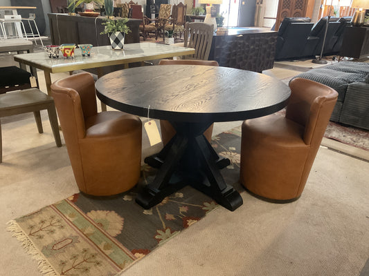 Leather Swivel Barrel Chair