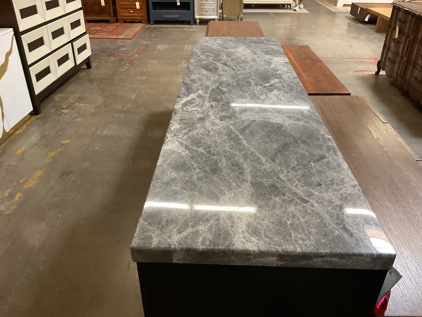 Anxhela 66” Marble Top Credenza/Drink Station