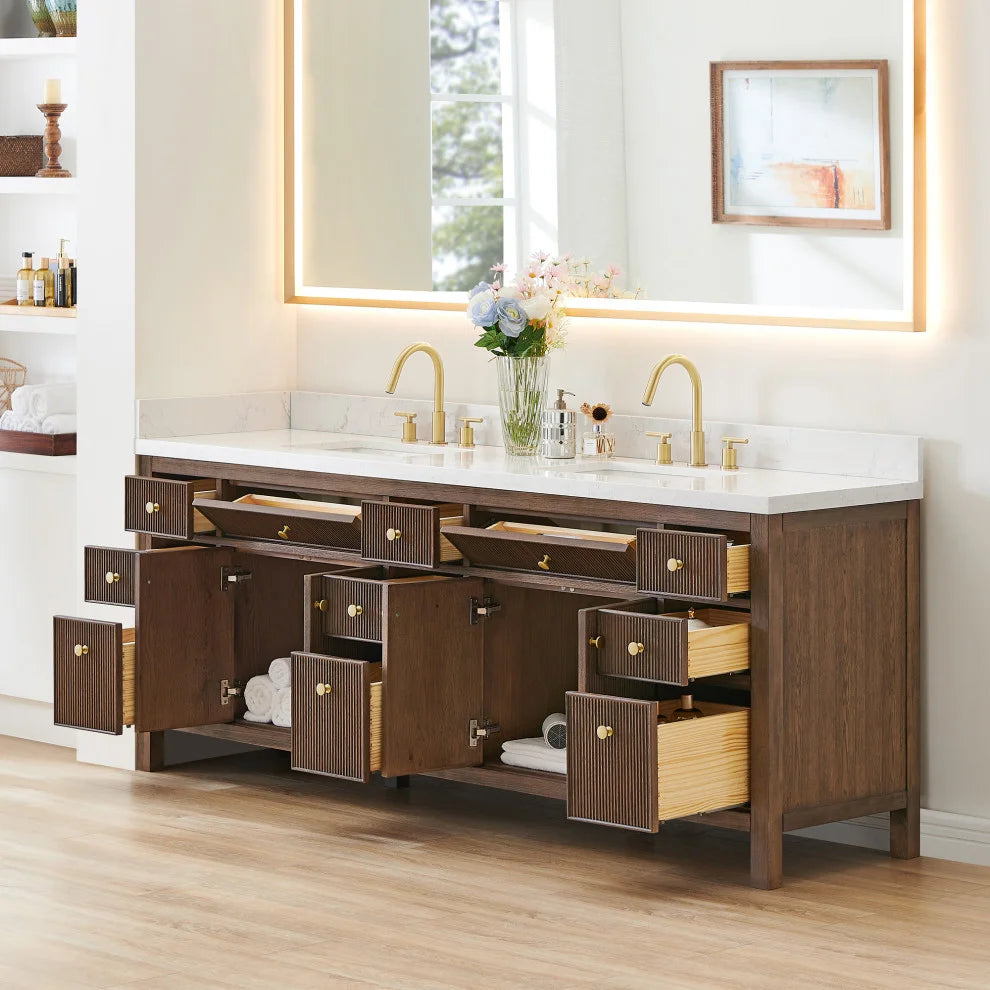 Kazuki 84” Double Bathroom Vanity (No Top)