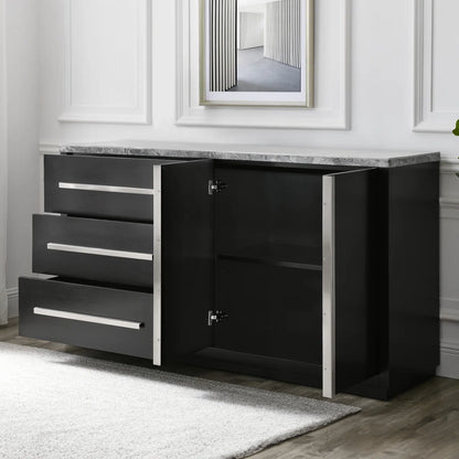 Anxhela 66” Marble Top Credenza/Drink Station