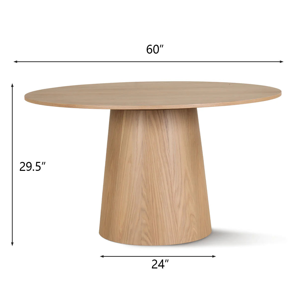 Orchid 60” Oak Round Pedestal Dining Table