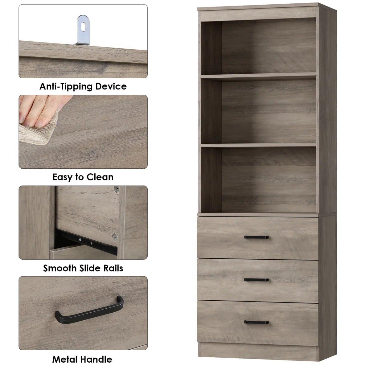 Kahler Standard Bookcase w/3 Drawers