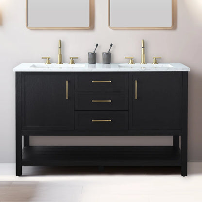 Stratford 54” Double Bathroom Vanity w/Stone Top