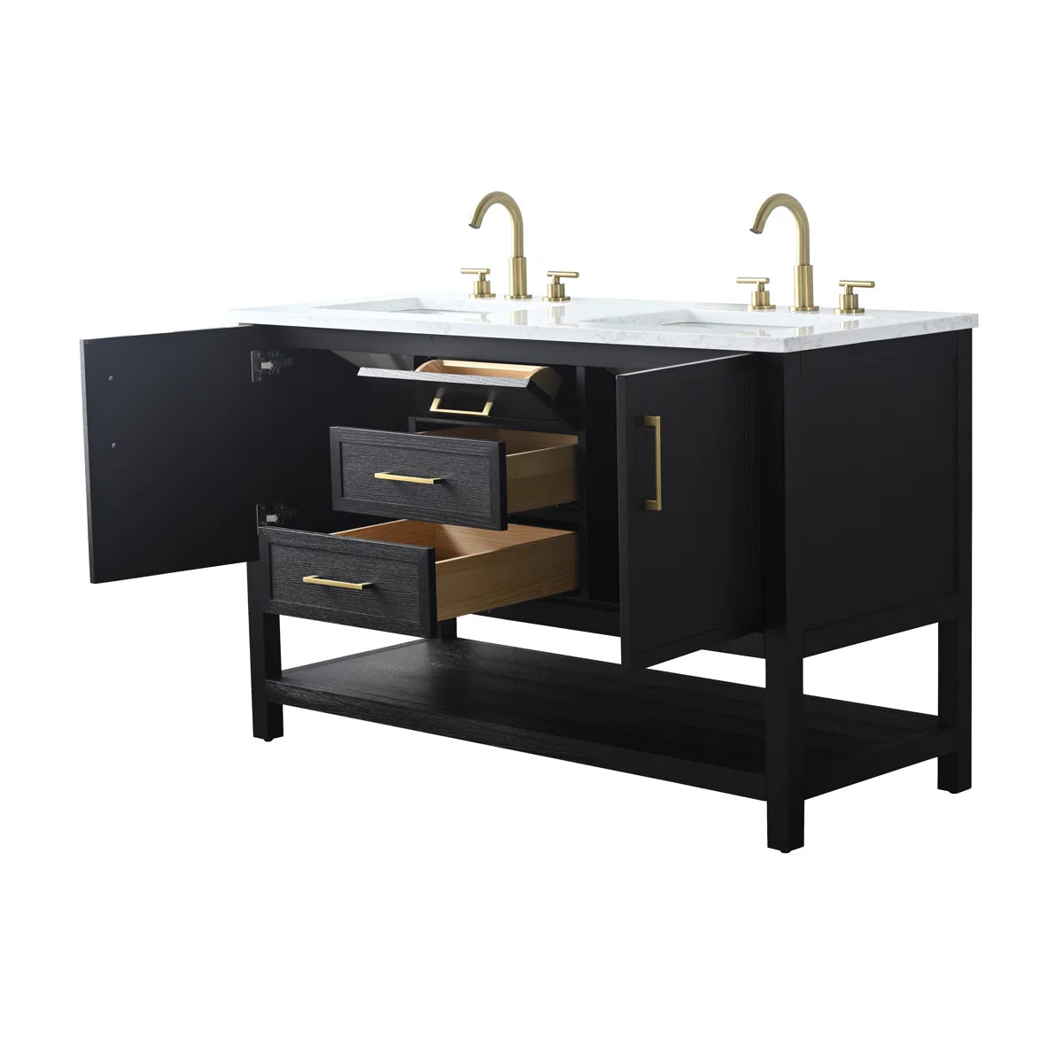 Stratford 54” Double Bathroom Vanity w/Stone Top