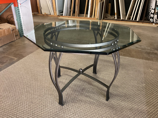 Octagon Glass Table w/Iron Base