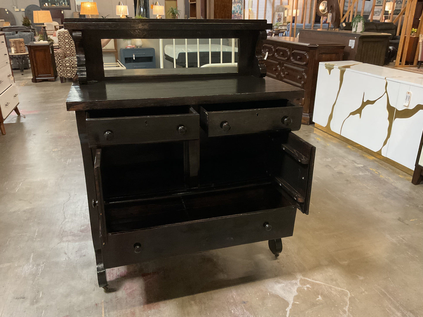 Wood Buffet w/Hutch Top