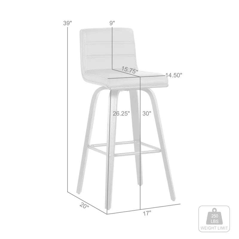 Hiram Solid Wood Swivel Bar Stool