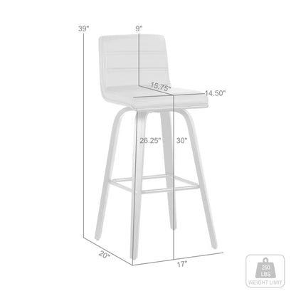 Hiram Solid Wood Swivel Bar Stool